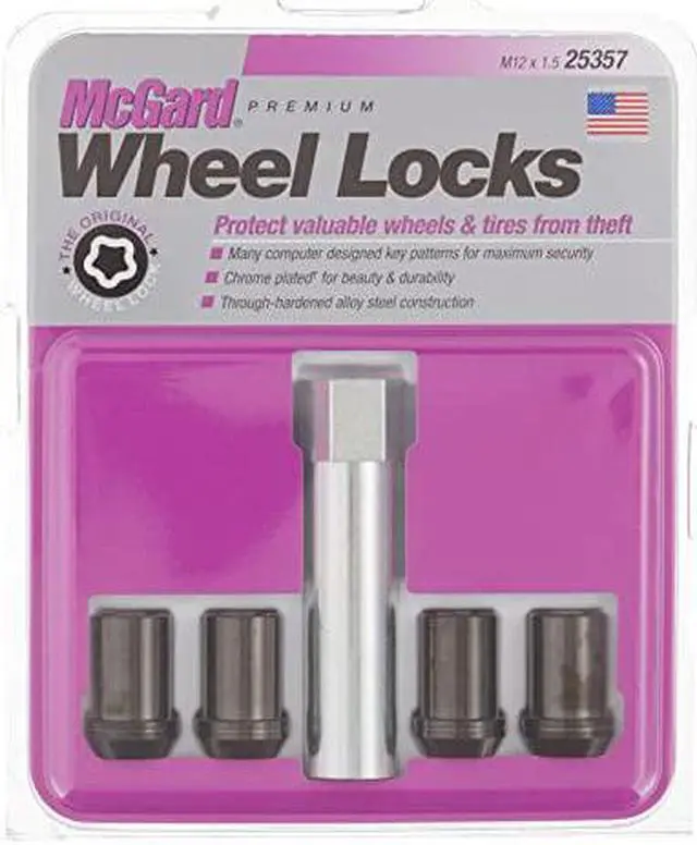 Alt view image 15 of 15 - McGard 25357 Wheel Lock Set - 7/8" Hex x M12 x 1.5" Thread - Black/Chrome