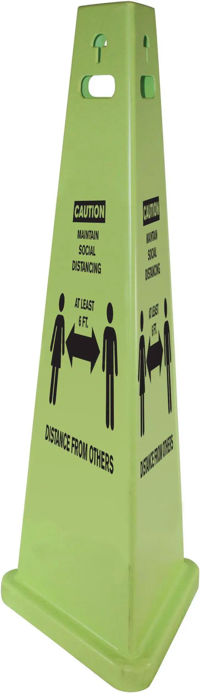 Alt view image 2 of 5 - TriVu Safety Sign,Social Dist,3-sided,14-3/4"Base,40"H,3/CT,FLGN (IMP9140SDKIT)