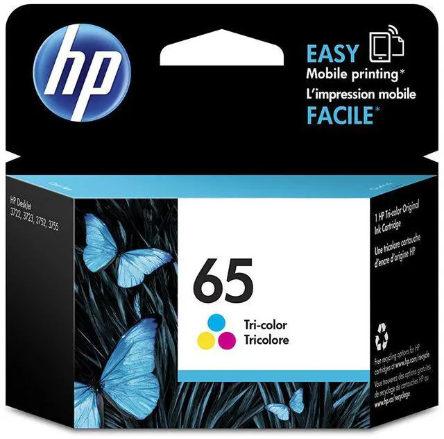 Alt view image 9 of 20 - HP 65 Tri-color Original Ink Cartridge, ~100 pages, N9K01AN#140