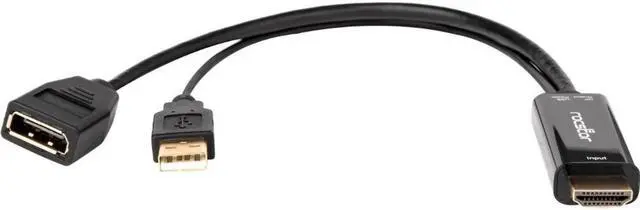 Alt view image 3 of 8 - Rocstor HDMI to DisplayPort 4K@30Hz Adapter M/F Black Y10A234B1