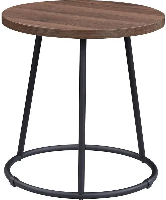 Alt view image 2 of 3 - Lorell End Table, Round, Steel Base, 19"x19-3/4" , Walnut (LLR16261)