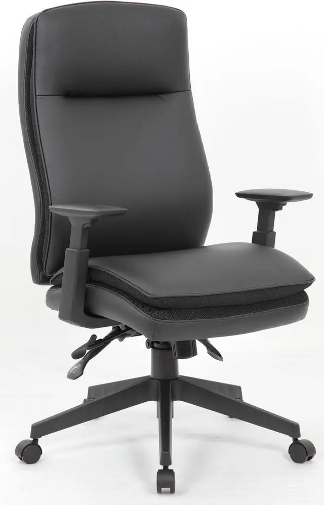 Alt view image 2 of 4 - Lorell High-Back Chair, Soft Vinyl, 27"X29"X41"-47" , Black (LLR03206)