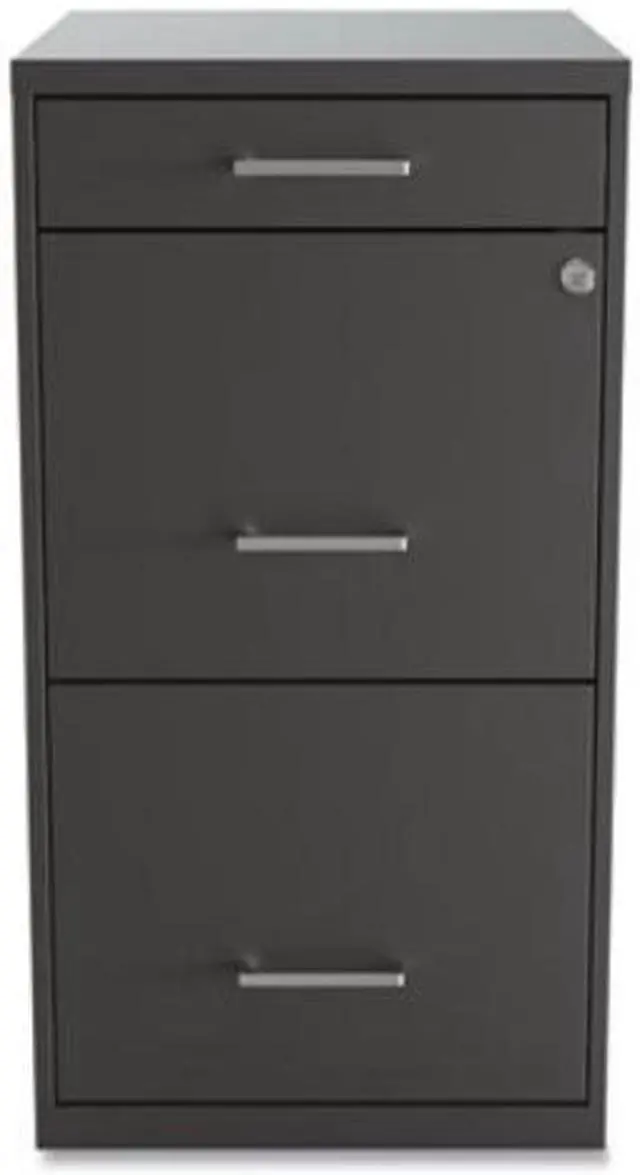 Alt view image 3 of 12 - Alera Soho Vert 3-Dwr File Cabinet, Char, 14" x 18" x 26.9", EA (ALESVF1827CH)