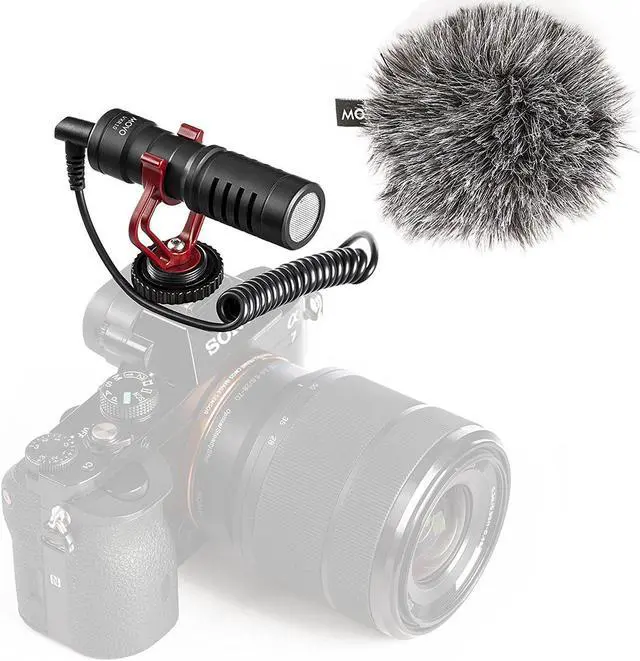 Alt view image 6 of 6 - Movo VXR10 Universal Cardioid Condenser Video Microphone with Shock Mount, Deadcat Windscreen, & Case for Smartphones, DSLR Cameras & Camcorders