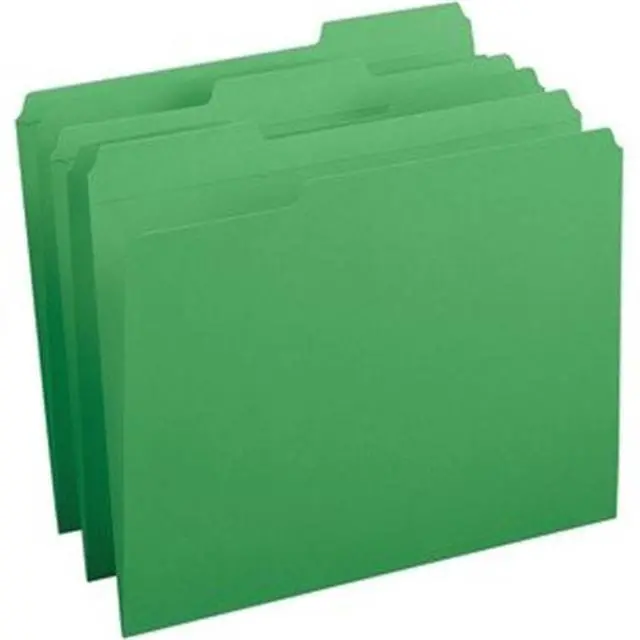 Alt view image 2 of 5 - Business Source Folders, 1/3-Cut Reinforced Tab, Green, 100/Box (BSN03174)