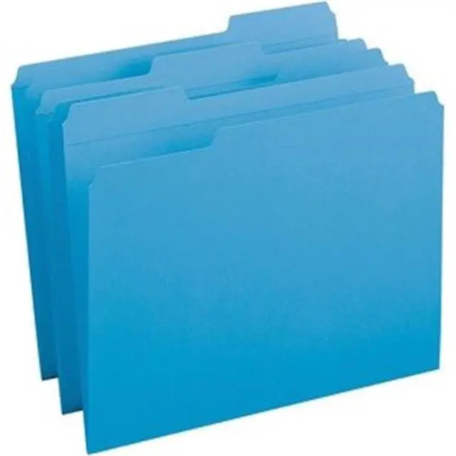 Alt view image 3 of 6 - Business Source Folders, 1/3-Cut Reinforced Tab, Blue, 100/Box (BSN03172)