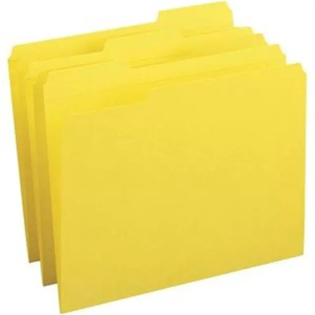Alt view image 3 of 6 - Business Source Folders, 1/3-Cut Reinforced Tab, Yellow, 100/Box (BSN03173)