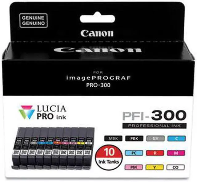 Alt view image 5 of 14 - Canon PFI-300 Lucia PRO Ink, 10 Ink Tanks, Compatible to imagePROGRAF PRO-300 Printer, Multi, Standard (4192C007)