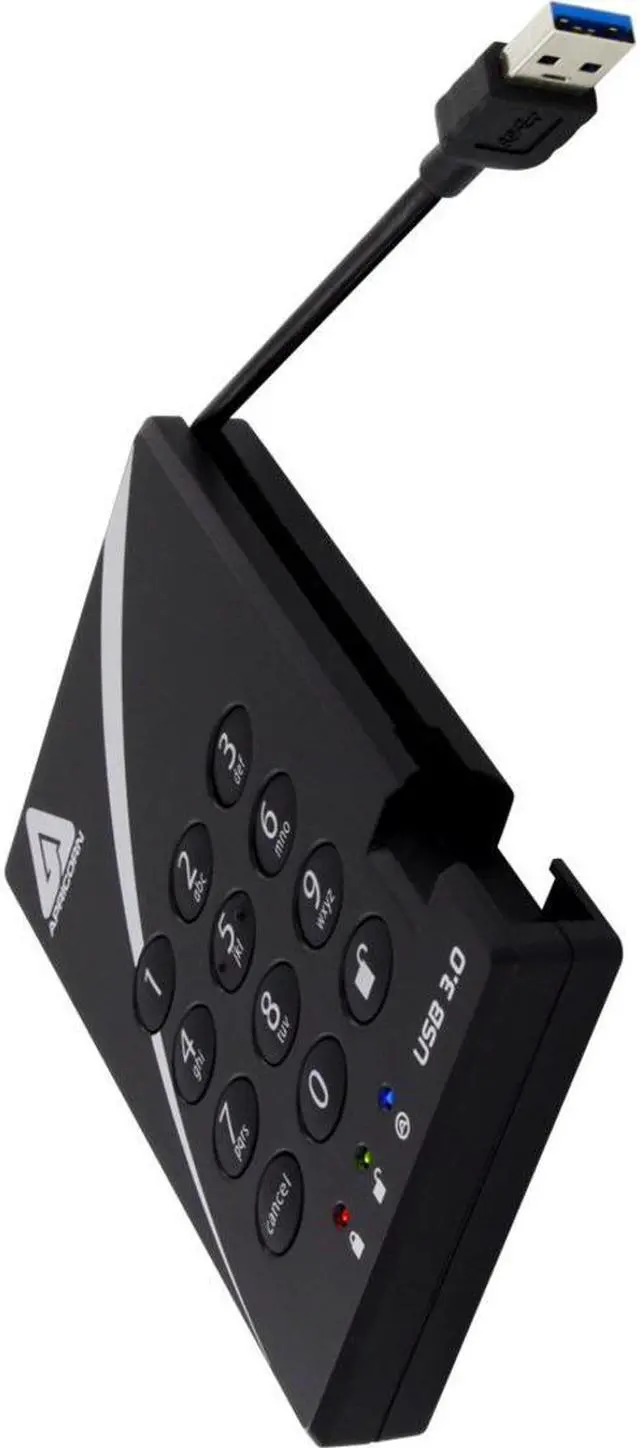 Alt view image 3 of 9 - Apricorn Aegis Padlock A25-3PL256-S8000 8 TB Solid State Drive External USB 3.0 A253PL256S8000
