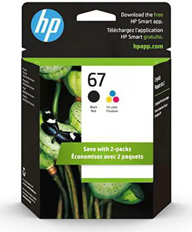 Alt view image 12 of 20 - HP 67 2-pack Black/Tri-color Original Ink Cartridges, 3YP29AN#140