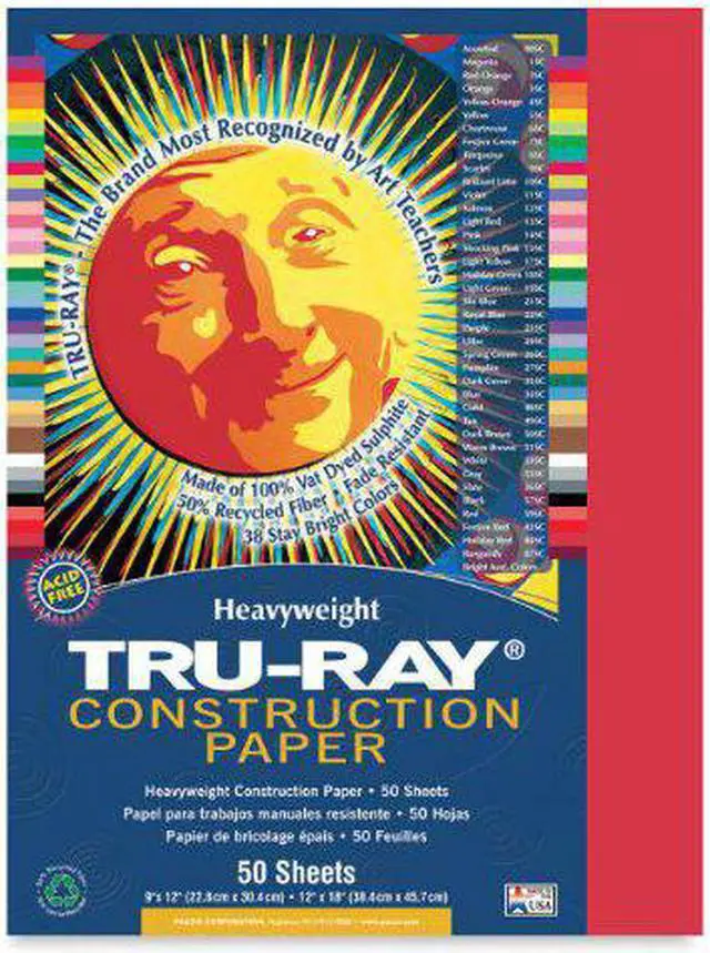 Alt view image 2 of 4 - Tru-Ray Construction Paper, 76lb, 9 x 12, Holiday Red, 50/Pack 102993