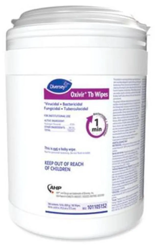 Alt view image 3 of 3 - Diversey Oxivir TB Disinfectant Wipes 6 x 6.9 160/Canister 4 Canisters/Carton