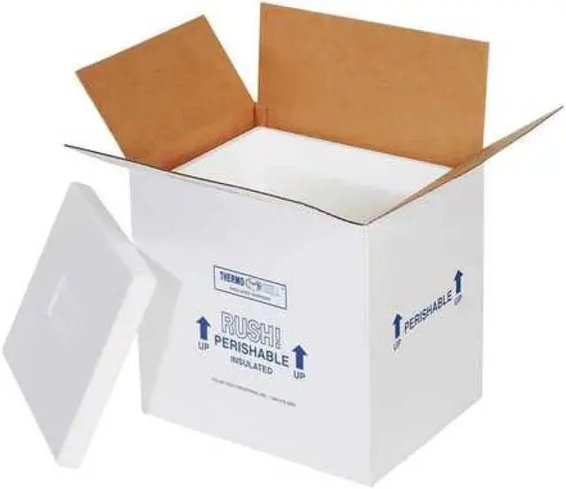 Alt view image 2 of 2 - Insulated Shipping Container 1.5" Foam Insert 9" x 11" x 15" White/Blue 212C