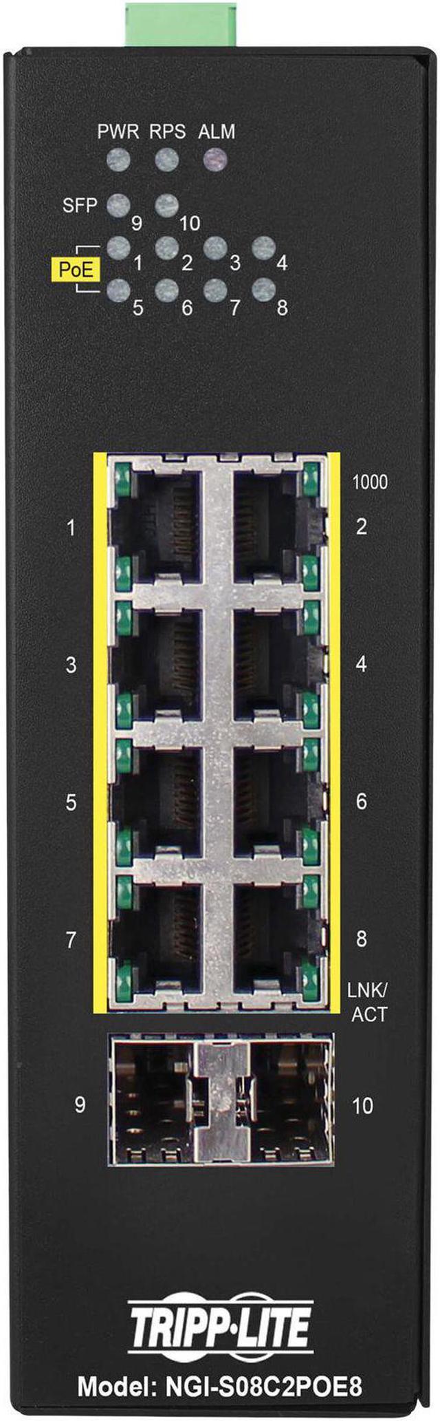 Alt view image 6 of 10 - Tripp Lite 8-Port Lite Managed Industrial Gigabit Ethernet Switch NGIS08C2POE8