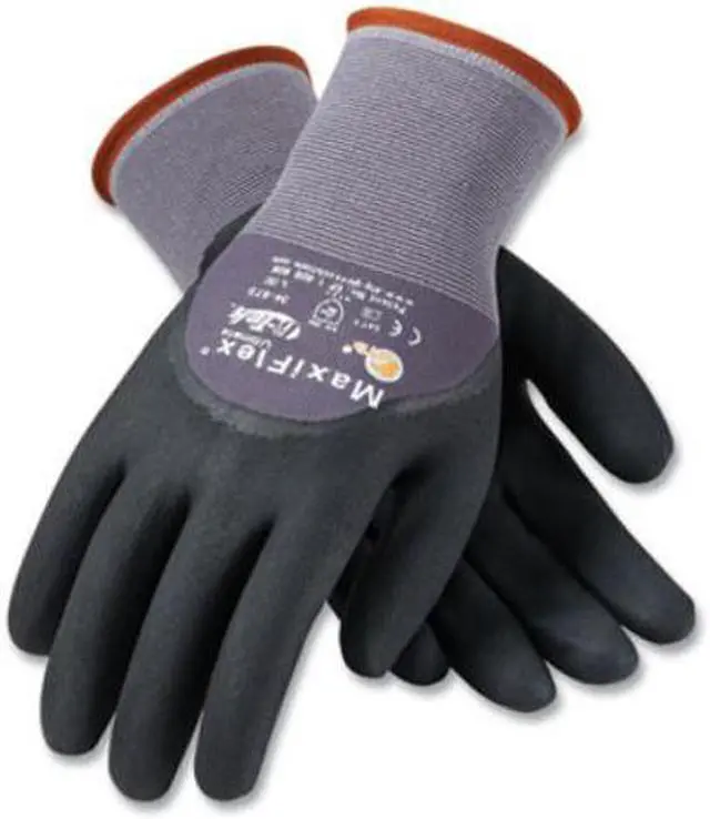 Alt view image 4 of 9 - PIP 34-875/L Foam Nitrile Coated Gloves, 3/4 Dip Coverage, Black/Gray, L, 12PK
