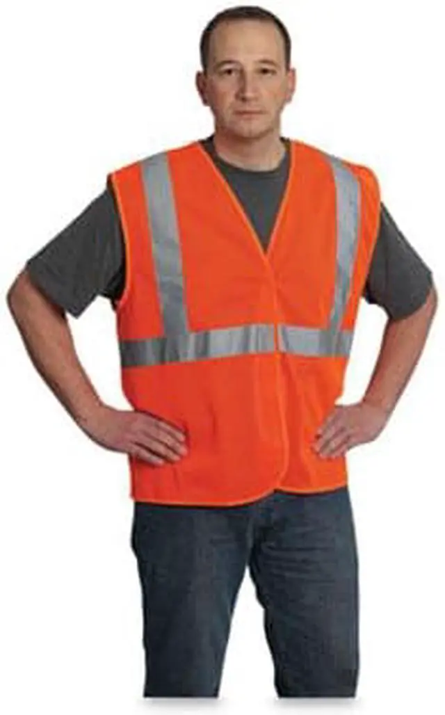 Alt view image 3 of 7 - ANSI Class 2 Hook and Loop Safety Vest Hi-Viz Orange Large 302MVGORL