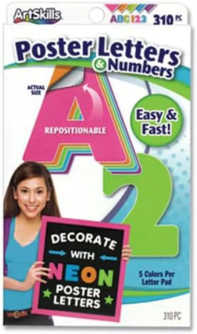 Alt view image 6 of 9 - ArtSkills Text Letters and Numbers Assorted Neon Colors 636550