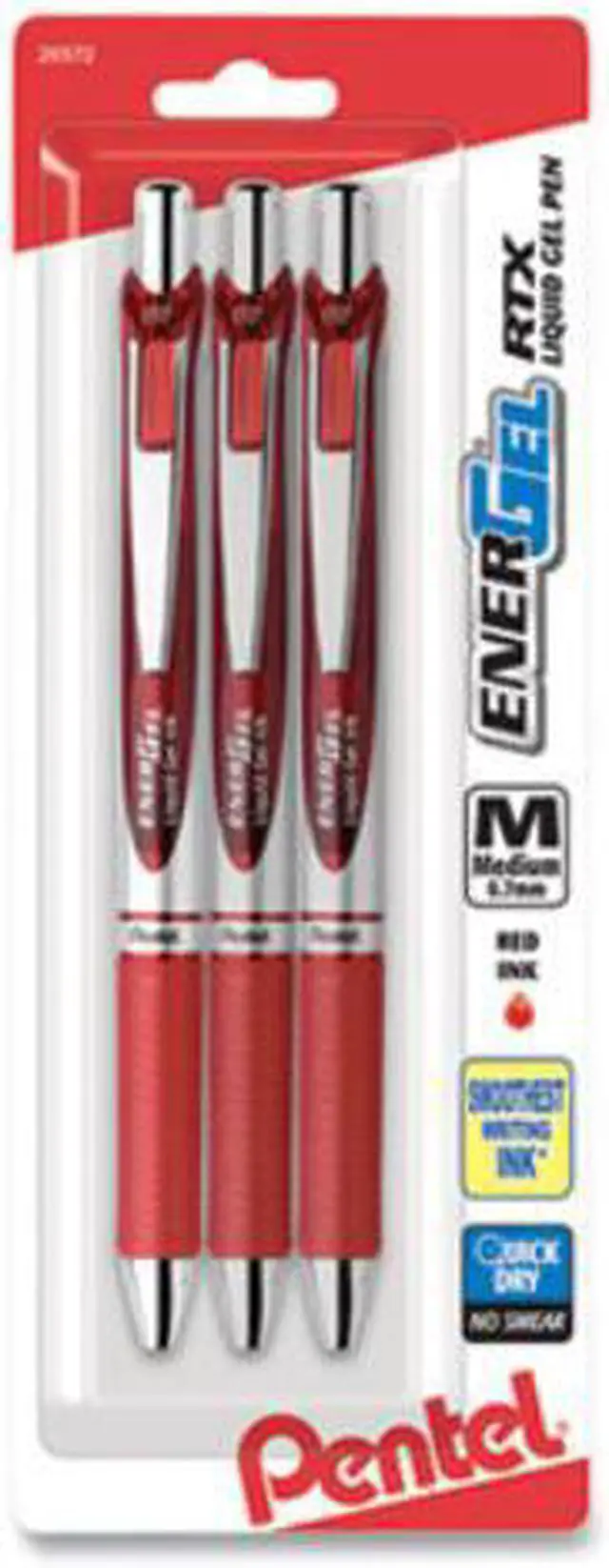 Alt view image 4 of 10 - EnerGel RTX Gel Pen Retractable Medium 0.7 mm Red Ink Red/Gray Barrel 3/Pack BL77BP3B