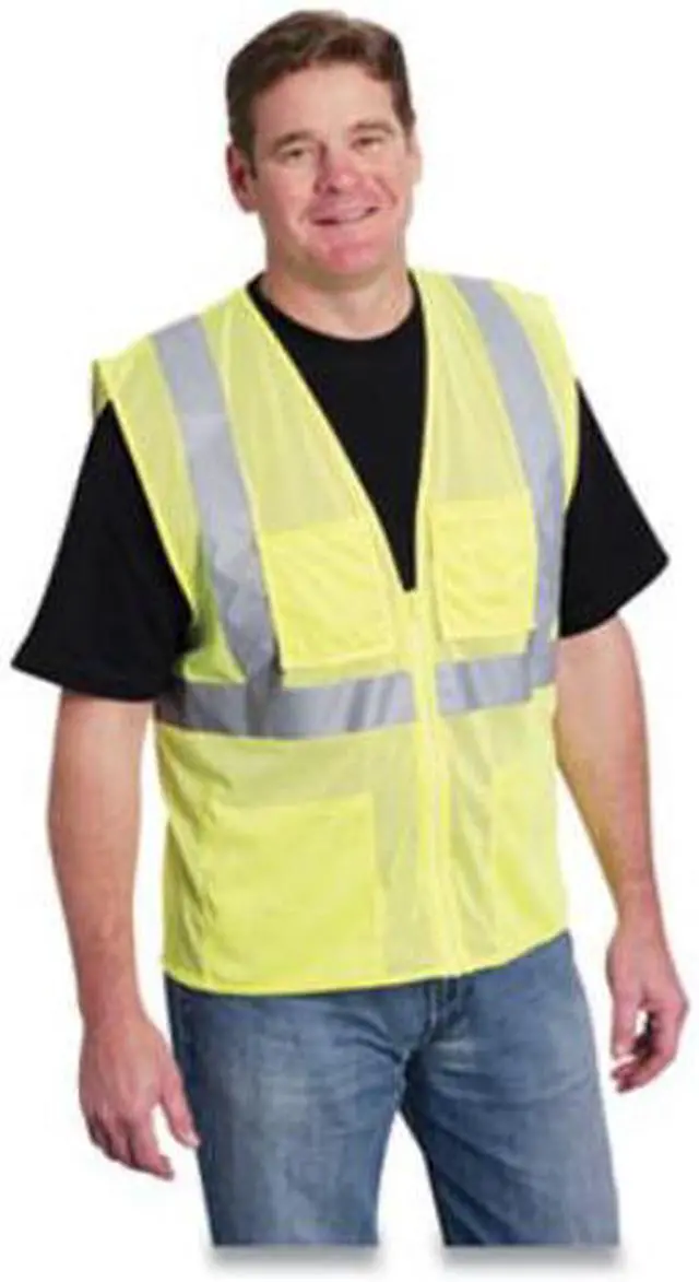 Alt view image 4 of 7 - Pip Zipper Safety Vest, Hi-Viz Lime Yellow, X-Large, Each (PID176847)