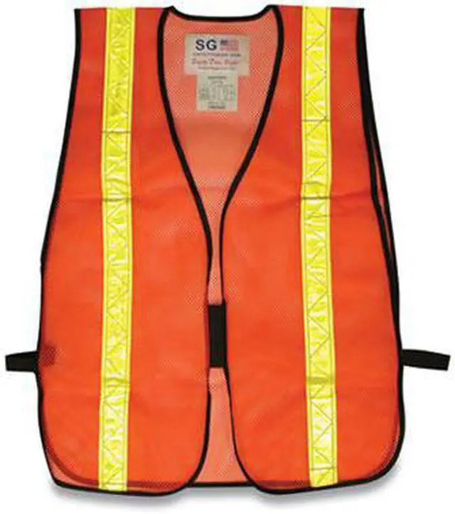 Alt view image 4 of 7 - PIP Hook and Loop Safety Vest One Size Fits Most Orange 300EVORPOR