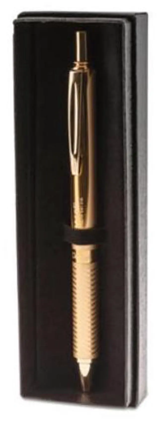 Alt view image 9 of 18 - Pentel BL407XABX EnerGel Alloy Retractable Liquid Gel Pen, Gold Barrel, Black Ink, in Gift Box with Info Band