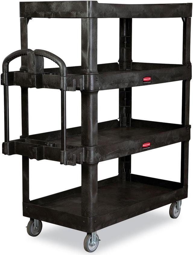 Rubbermaid Commercial Heavy-Duty Utility 2-Shelf Cart, Black