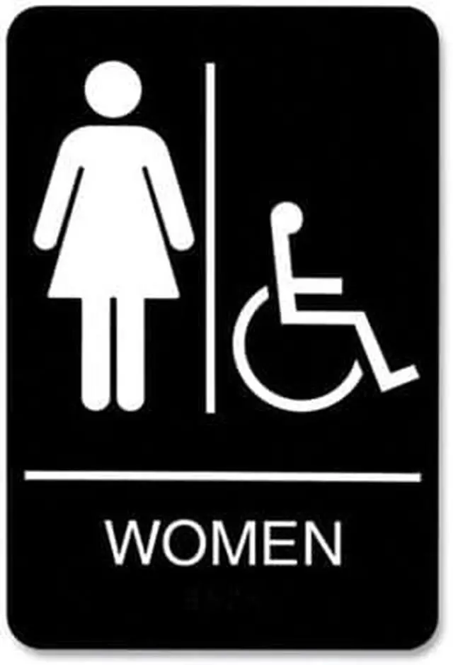 Alt view image 2 of 4 - ADA Sign Women/Wheelchair Accessible Tactile Symbol Plastic 6x9 Black/White 9005