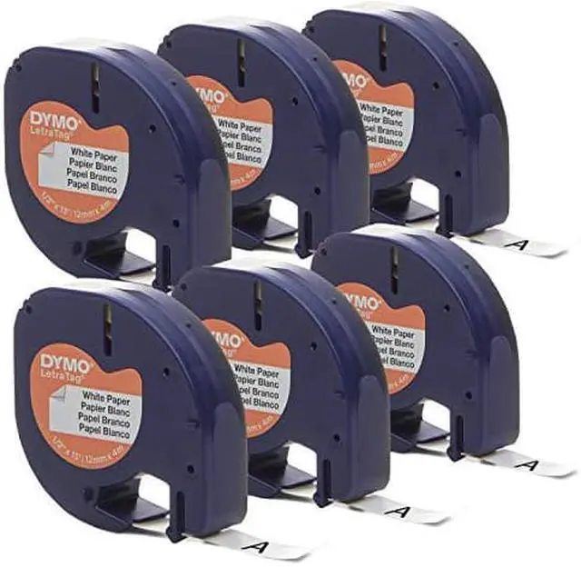Alt view image 4 of 5 - Dymo Paper Label Tape Cassettes, 0.5" x 13 ft, White, 6/Pack (DYM2050826)