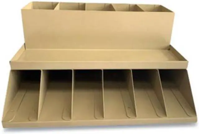 Alt view image 6 of 6 - Coin Wrapper and Bill Strap Two-Tier Rack 11 Compartments 9.38 x 8.13 4.63 Metal Pebble Beige 500013