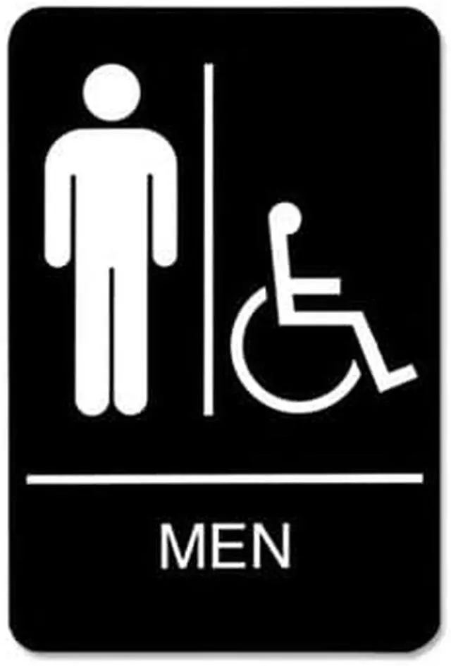 Alt view image 4 of 4 - ADA Sign Men/Wheelchair Accessible Tactile Symbol Plastic 6 x 9 Black/White 9003