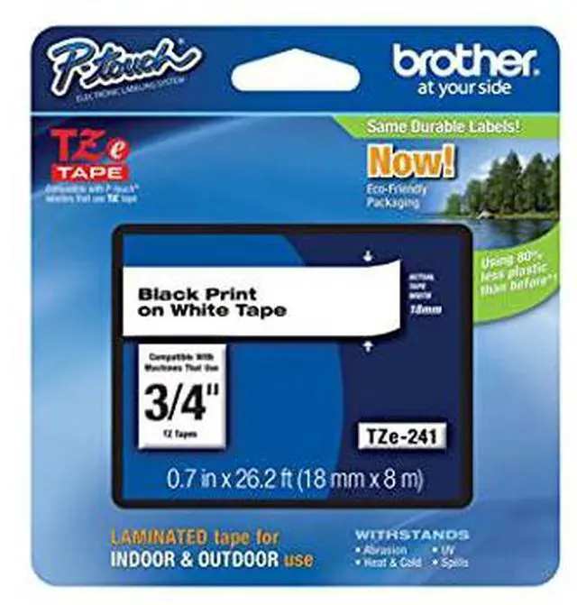 Alt view image 2 of 20 - Brother P-touch TZe TZE241 Label Tape - 45/64" Width x 26 1/5 ft Length - White