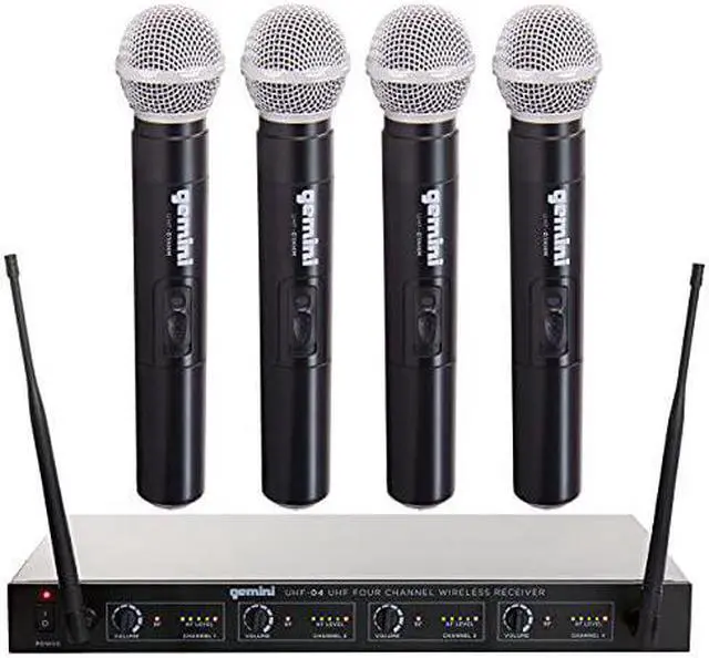 Alt view image 10 of 12 - Gemini UHF-04M 4-Channel Wireless Handheld Microphone System S1234