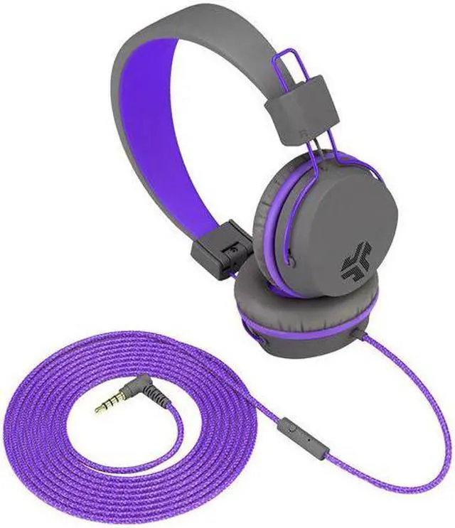 Alt view image 7 of 11 - JLab JBuddies Studio On-Ear Kids Wired Headphones, For School & Travel, 3.5mm Plug, Kid Safe, Studio Volume Safe, Volume Limiter, Folding, Adjustable, Noise Isolation, with Mic, Graphite/Purple