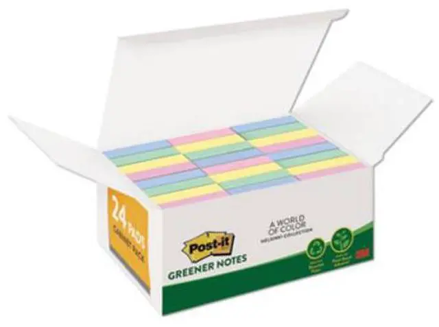Alt view image 5 of 5 - Post-it Greener Notes Recy Note Pads 1 3/8 x 1 7/8 Plain Assorted Helsinki