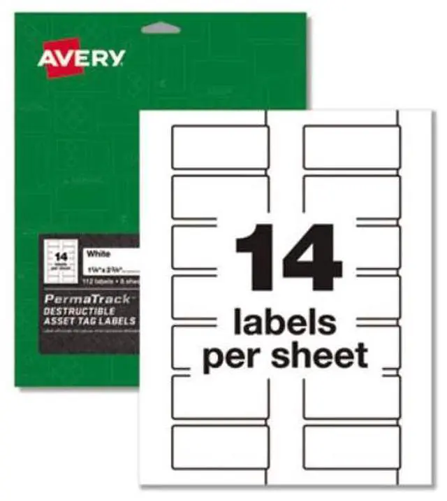 Alt view image 13 of 15 - Avery PermaTrack Destructible Asset Tag Labels, 1-1/4" x 2-3/4", 112 Asset Tags (60537)