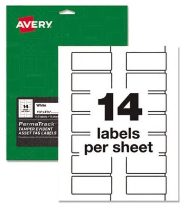 Alt view image 14 of 15 - Avery PermaTrack Tamper-Evident Asset Tag Labels, 1-1/4" x 2-3/4", 112 Asset Tags (60536)