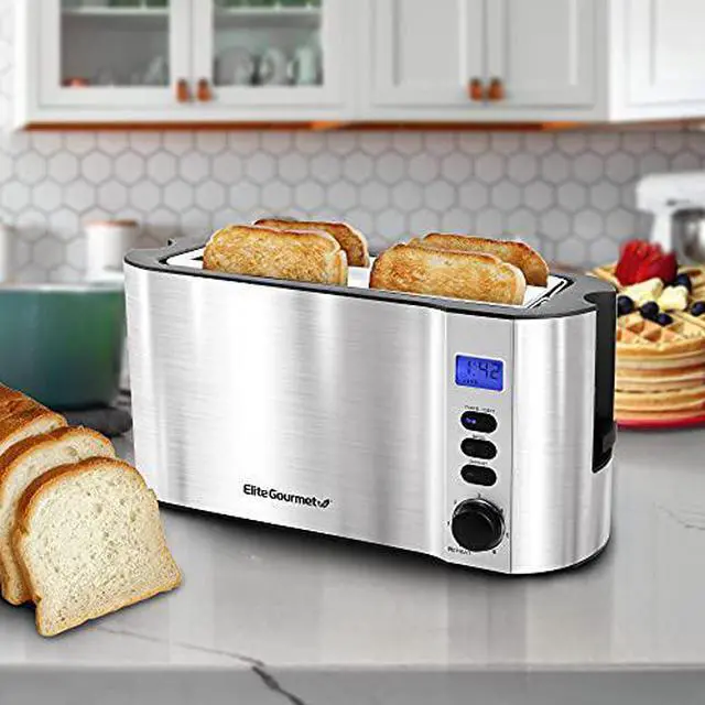 Alt view image 2 of 4 - Elite Gourmet ECT4400B 4-Slice Long Slot Toaster, Wide Slots