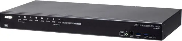 Alt view image 3 of 7 - ATEN CS19208 8-Port USB 3.0 4K DisplayPort KVM Switch with Rack Mounting Kit