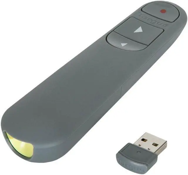 Alt view image 6 of 8 - Targus Control Plus Dual Mode Antimicrobial Presenter with Laser - Laser - Wireless - Bluetooth - 2.40 GHz - Gray - USB - AMP06704AMGL