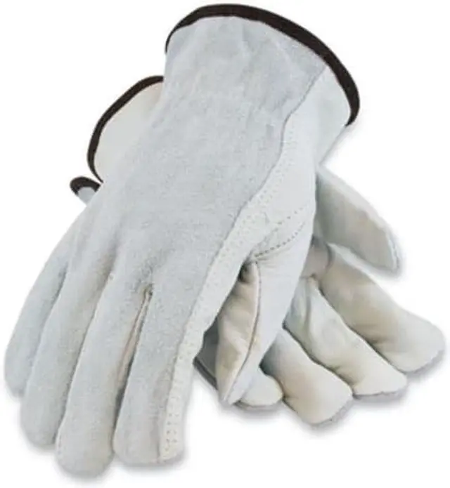 Alt view image 2 of 2 - Top-Grain Leather Drivers Gloves with Shoulder-Split Cowhide Leather Back X-Large Gray 68161SBXL