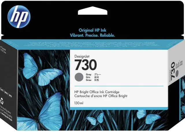 Alt view image 10 of 20 - HP 730 130-ml Gray DesignJet Ink Cartridge, P2V66A