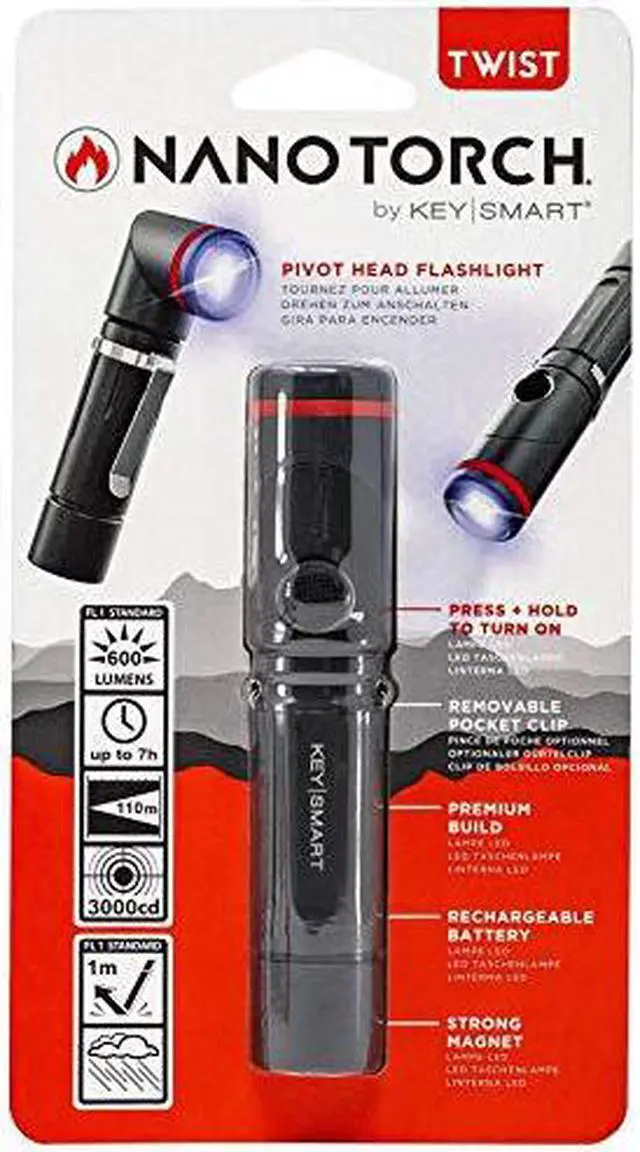 Alt view image 2 of 5 - KeySmart KS819-BLK Nano Torch Pivot Flashlight