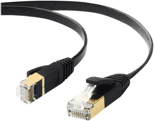 Main image of Edimax Pro-Grade CAT7 16.4ft Shielded Flat Ethernet Cable U/FTP Design EA3 Series - 10Gbps 600Mhz Throughput, True 100% Oxygen-Free Copper with Shielded Twister Pairs, RJ45, 16.4ft / 5m, Black