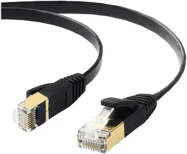 Main image of Edimax Pro-Grade CAT7 25ft Shielded Flat Ethernet Cable - U/FTP Design EA3 Series - 10Gbps 600Mhz Throughput, True 100% Oxygen-Free Copper with Shielded Twister Pairs, RJ45, 25ft / 7.6m, Black