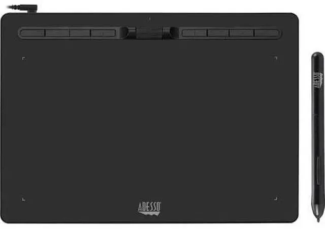 Alt view image 9 of 20 - Adesso 12" x 7" Graphic Tablet - Graphics Tablet - 12" x 7" - 5080 lpi Cable - 8192 Pressure Level - Pen - 1 - Mac, PC - Black