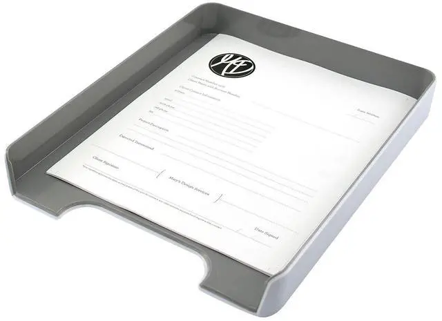 Alt view image 2 of 4 - Fusion Letter Tray, 1 3/4"H x 10"W x 12 3/4"D, White/Gray