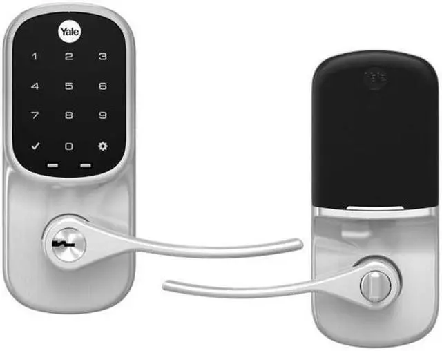 Alt view image 3 of 8 - Yale Assure Lever, Touchscreen Keypad Door Lever (for doors with no deadbolt) - Keyless entry with pin code unlocking and one-touch or Auto-Locking - Satin Nickel