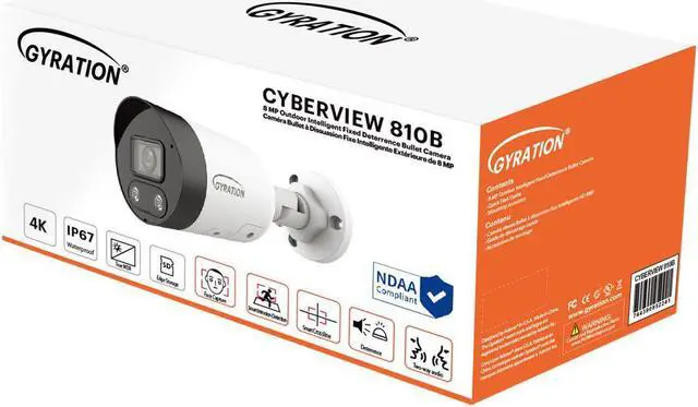Alt view image 2 of 2 - Gyration CYBERVIEW810B 3840 x 2160 MAX Resolution 8 MP Outdoor Intelligent Fixed Deterrence Bullet Camera