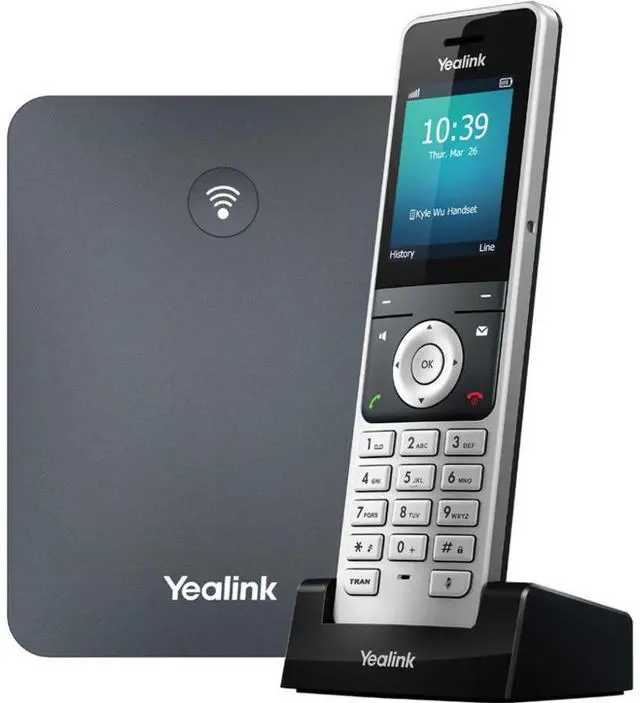 Alt view image 2 of 10 - Yealink W76P IP Phone Cordless Corded DECT Wall Mountable Desktop Silver/Gray