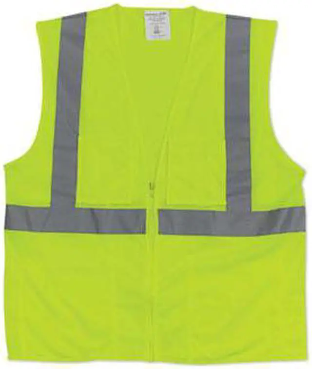 Alt view image 2 of 2 - ANSI Class 2 Hook and Loop Safety Vest 2X-Large Hi-Viz Lime Yellow 302MVGLY2X